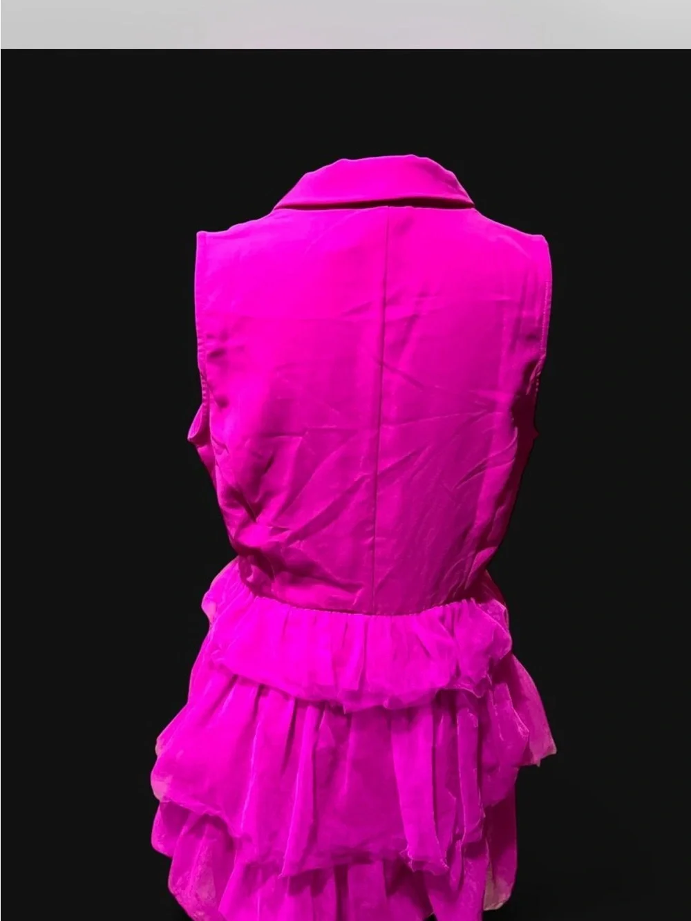 Sleeveless Fuchsia Ruffled Tulle Mini Dress